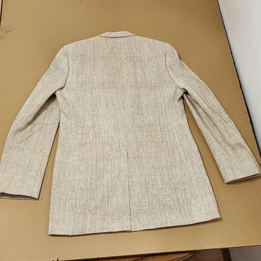 Bill Blass Sport Coat Mens Large Beige Silk Tweed Blazer Classic Fit USA